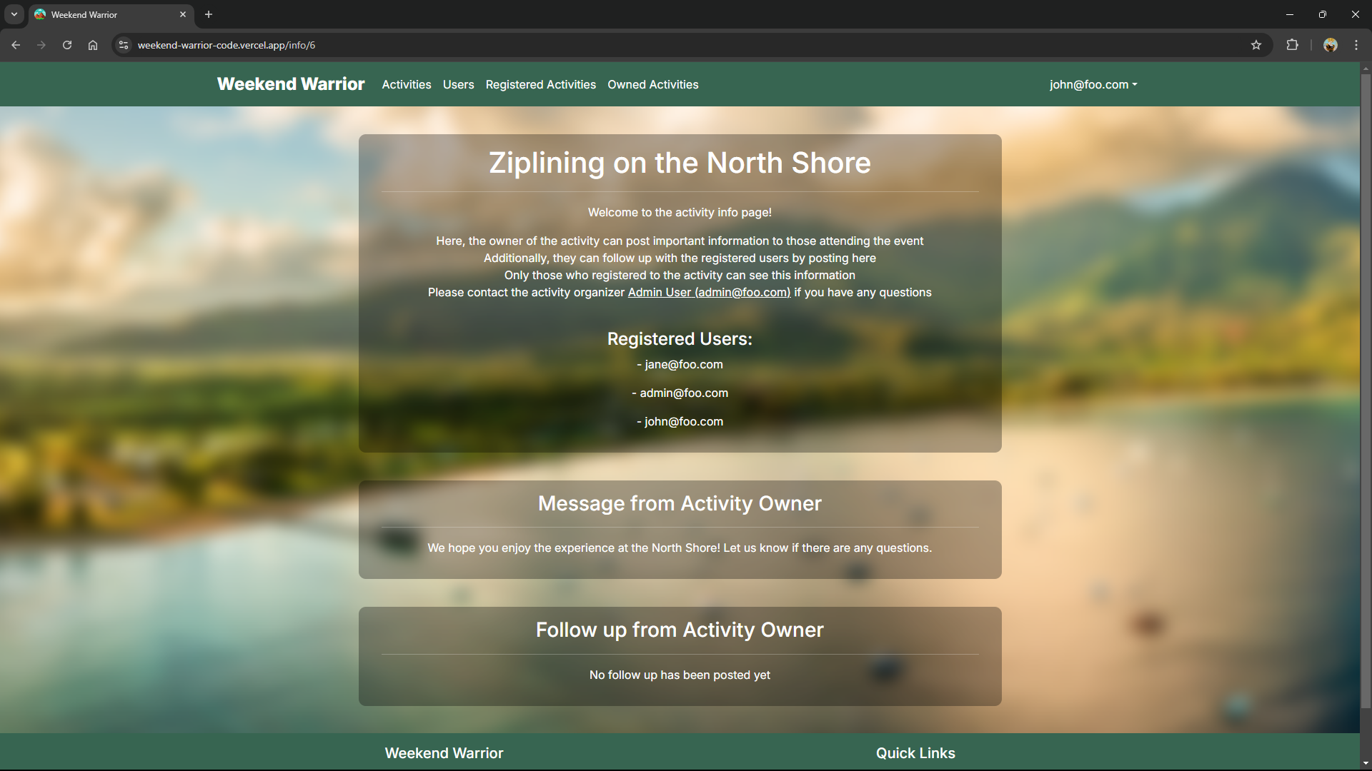 List Contacts Page Screenshot