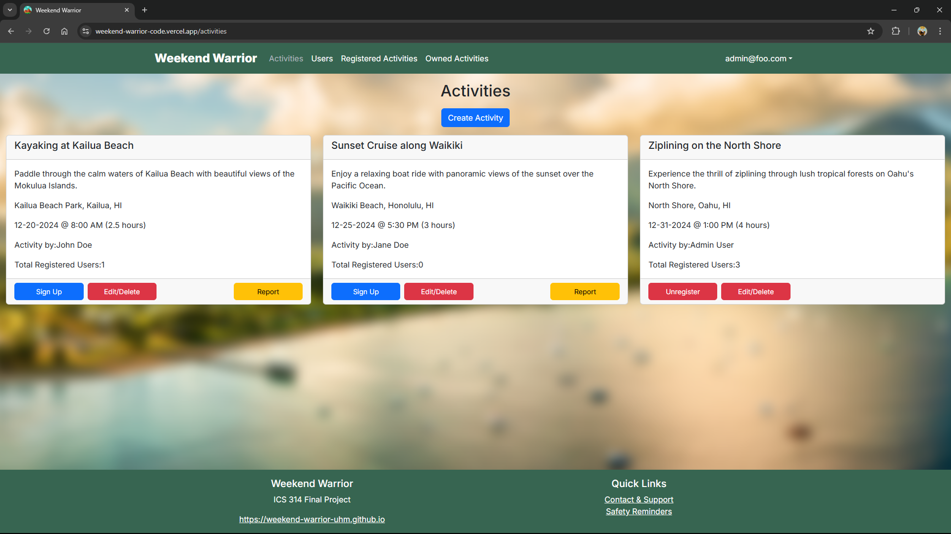 Admin Page Screenshot 1