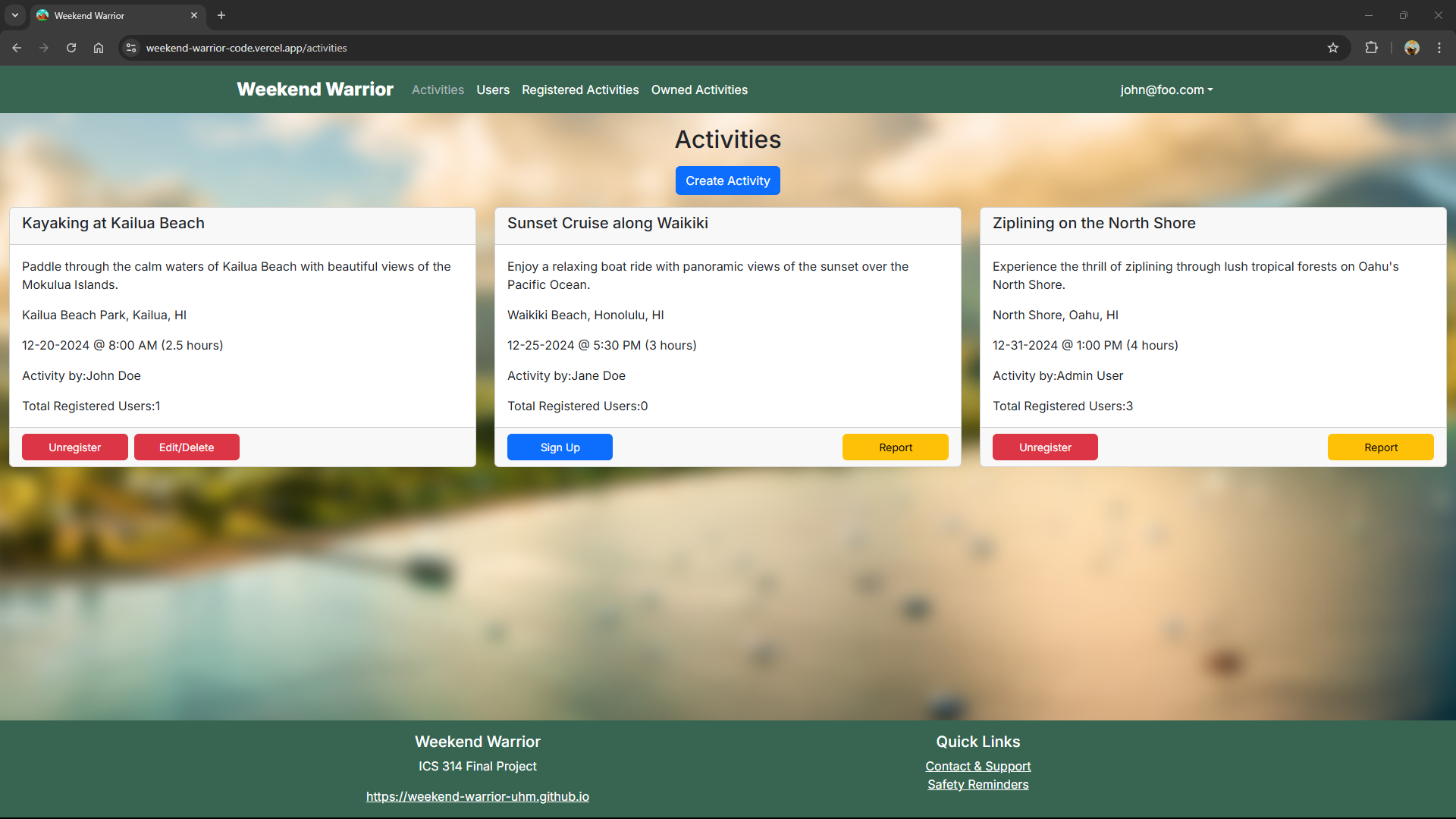 List Contacts Page Screenshot