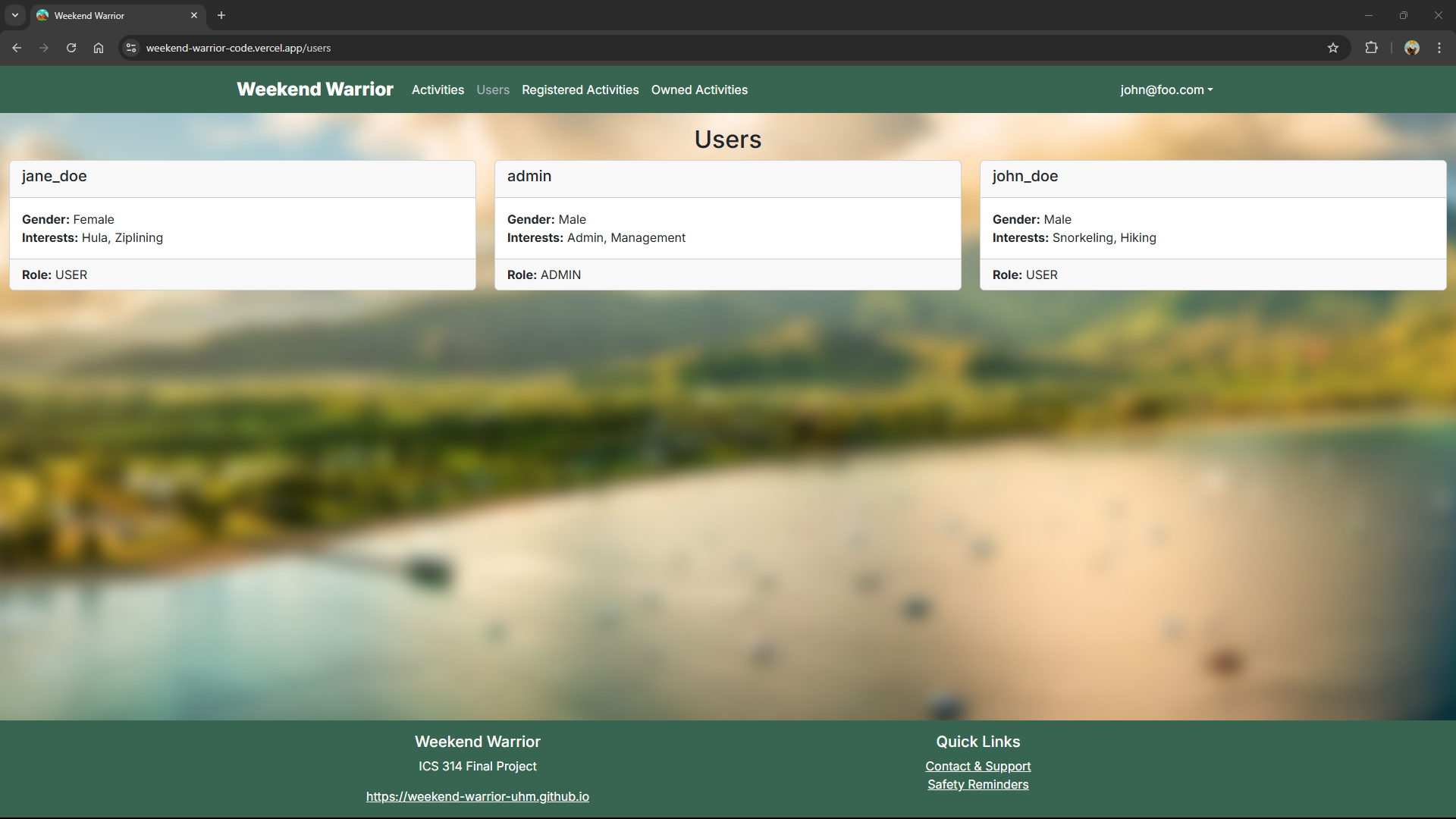 List Contacts Page Screenshot